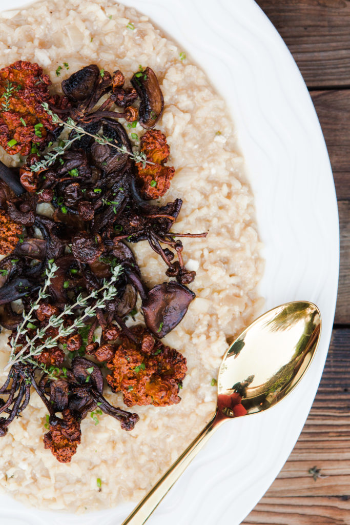 Creamy White Wine Risotto With Roasted Mushroom and Thyme (Vegan)